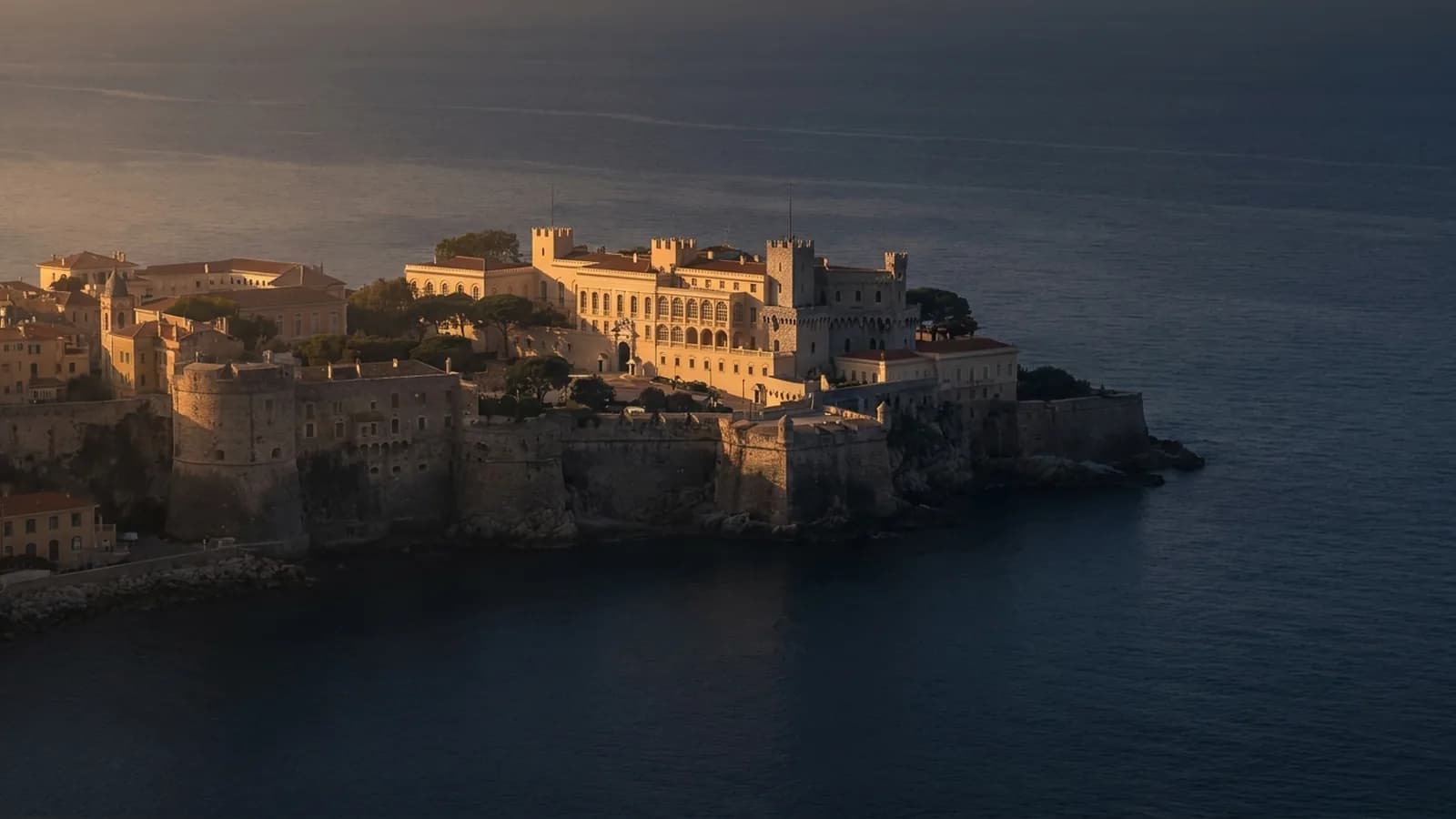The Monaco Rock and the Prince’s Palace above the Mediterranean.